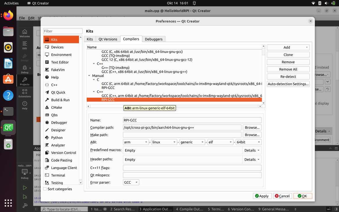 Qt 6.8 Cross-Compilation dla Raspberry Pi zrzut ekranu komputera