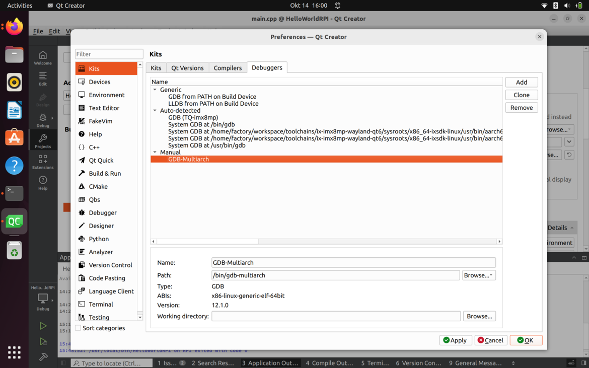 Qt 6.8 Cross-Compilation para sa Raspberry Pi isang screenshot ng isang computer